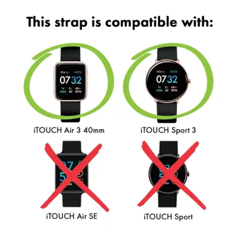 Itouch Air 3 40mm/Sport 3 Extra Interchangeable Strap Womens Pink Watch Band Itspv2strrub-0aa