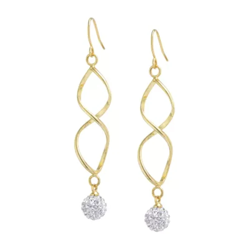 Sparkle Allure Twist Womens Crystal 24K Gold Over Brass Drop Earrings