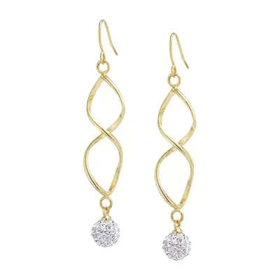 Sparkle Allure Twist Womens Crystal 24K Gold Over Brass Drop Earrings