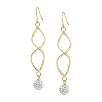Sparkle Allure Twist Womens Crystal 24K Gold Over Brass Drop Earrings