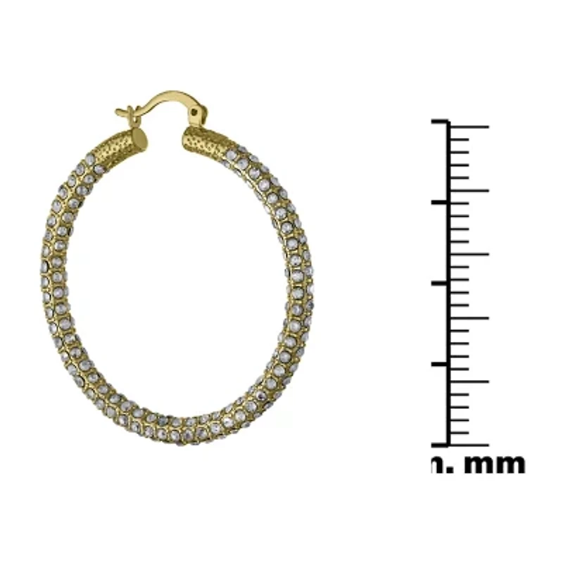 Sparkle Allure Womens Crystal 24K Gold Over Brass 28.5mm Hoop Earrings