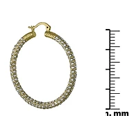 Sparkle Allure Womens Crystal 24K Gold Over Brass 28.5mm Hoop Earrings