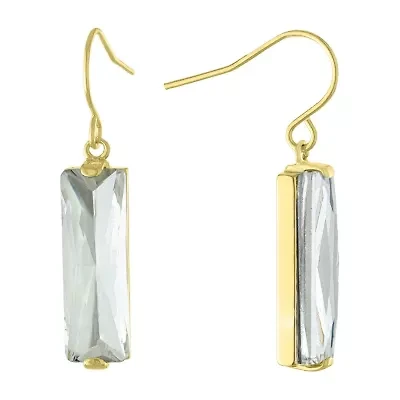 Sparkle Allure Womens Crystal 24K Gold Over Brass Rectangular Drop Earrings