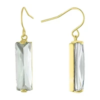 Sparkle Allure Womens Crystal 24K Gold Over Brass Rectangular Drop Earrings