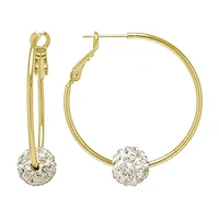 Sparkle Allure Womens Crystal 24K Gold Over Brass 36.1mm Hoop Earrings