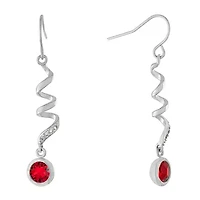 Sparkle Allure Womens Crystal Pure Silver Over Brass Drop Earrings