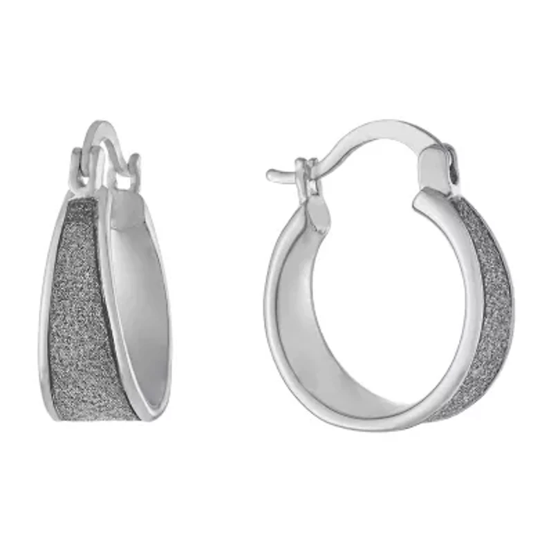 Silver Reflections Pure Silver Over Brass Hoop Earrings