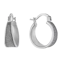 Silver Reflections Pure Silver Over Brass Hoop Earrings