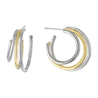 Silver Reflections 24K Gold Over Brass Hoop Earrings