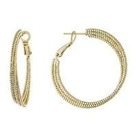 Silver Reflections 24K Gold Over Brass Hoop Earrings
