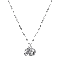 Silver Treasures Elephant Womens Cubic Zirconia Sterling Silver 16 Inch Pendant Necklace