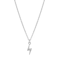 Silver Treasures Womens Cubic Zirconia Sterling Silver LIghtning Bolt 16 Inch Pendant Necklace