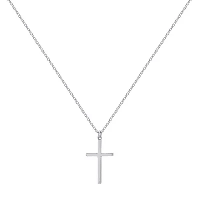 Silver Treasures Womens Sterling Silver Cross 16 Inch Pendant Necklace