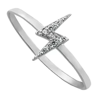 Silver Treasures Womens Cubic Zirconia Sterling Silver LIghtning Bolt Band