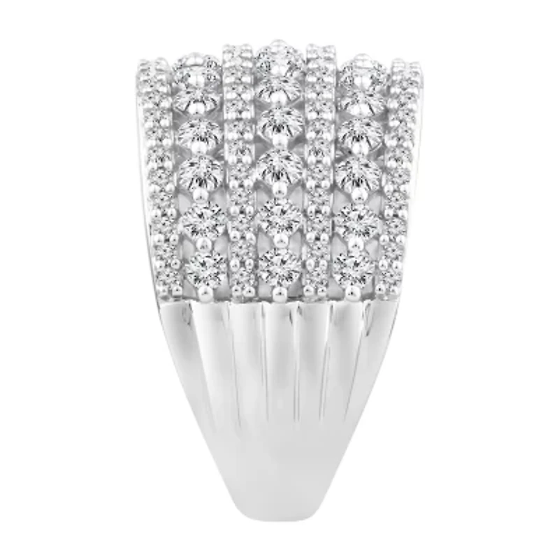 Womens 2 CT. T.W. Genuine White Diamond 10K White Gold Wedding Band