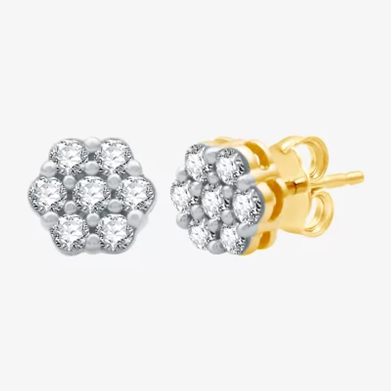 Diamond Blossom 1/2 CT. T.W. Natural White Diamond 10K Gold 7.1mm Stud Earrings