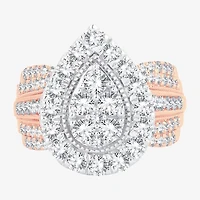 (H-I / SI1-SI2) Womens 2 CT. T.W. Lab Grown White Diamond 10K Gold Pear Engagement Ring