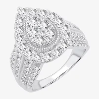 (H-I / SI1-SI2) Womens 2 CT. T.W. Lab Grown White Diamond 10K Gold Pear Engagement Ring