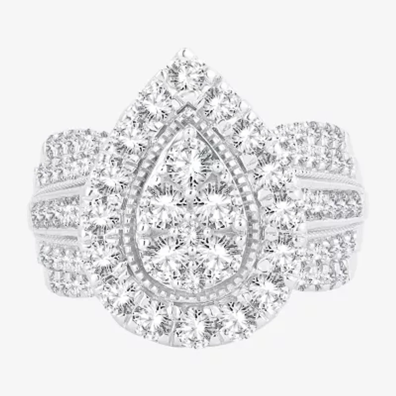 (H-I / SI1-SI2) Womens 2 CT. T.W. Lab Grown White Diamond 10K Gold Pear Engagement Ring