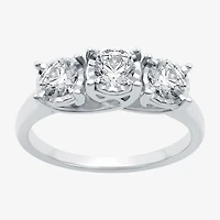 (H-I / SI2-I1) Womens 1 CT. T.W. Lab Grown White Diamond Round 3-Stone 10K Gold Engagement Ring