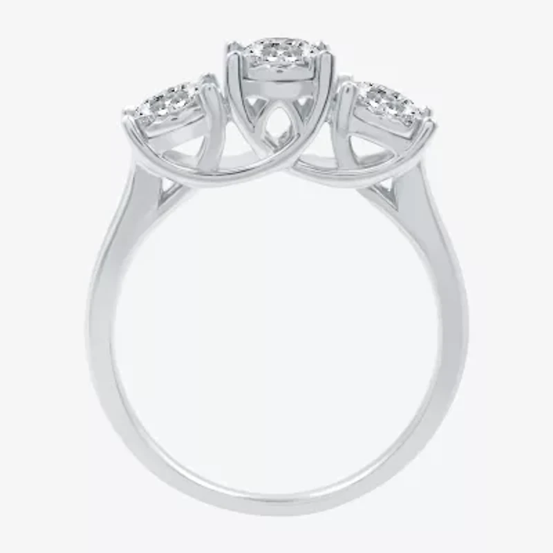 (H-I / SI2-I1) Womens 1 CT. T.W. Lab Grown White Diamond Round 3-Stone 10K Gold Engagement Ring