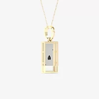 Ace Of Hearts Playing Card Mens Diamond Accent Genuine Black Onyx 10K Gold Sterling Silver Rectangular 18 Inch Pendant Necklace