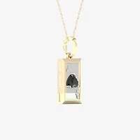 Ace Of Hearts Playing Card Mens Diamond Accent Genuine Black Onyx 10K Gold Sterling Silver Rectangular 18 Inch Pendant Necklace