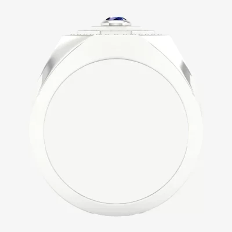 Mens Lab Created Blue Sapphire Sterling Silver Fashion Ring