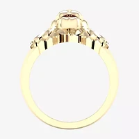 Lion'S Head Mens Diamond Accent Lead Glass-Filled Red Ruby 10K Gold Fashion Ring