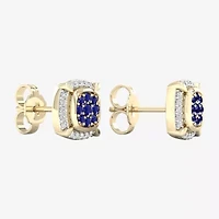 1/8 CT. T.W. Genuine Blue Sapphire 10K Gold 8.8mm Stud Earrings
