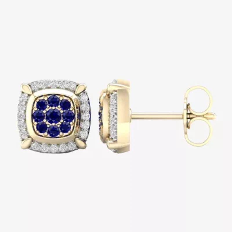 1/8 CT. T.W. Genuine Blue Sapphire 10K Gold 8.8mm Stud Earrings