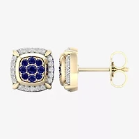 1/8 CT. T.W. Genuine Blue Sapphire 10K Gold 8.8mm Stud Earrings