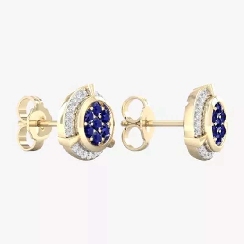 1/8 CT. T.W. Genuine Blue Sapphire 10K Gold 10.1mm Stud Earrings