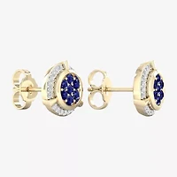 1/8 CT. T.W. Genuine Blue Sapphire 10K Gold 10.1mm Stud Earrings