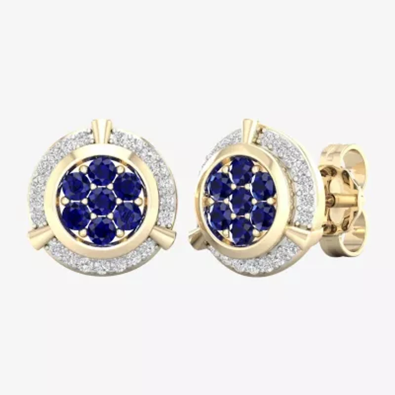 1/8 CT. T.W. Genuine Blue Sapphire 10K Gold 10.1mm Stud Earrings