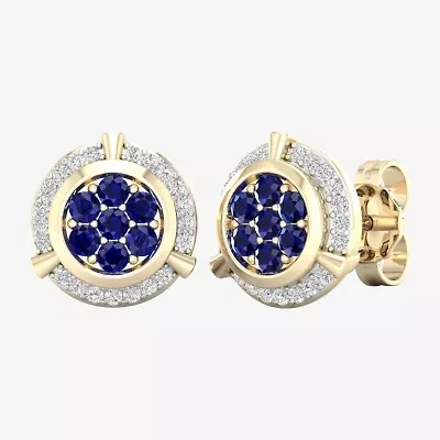 1/8 CT. T.W. Genuine Blue Sapphire 10K Gold 10.1mm Stud Earrings