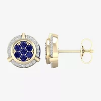 1/8 CT. T.W. Genuine Blue Sapphire 10K Gold 10.1mm Stud Earrings