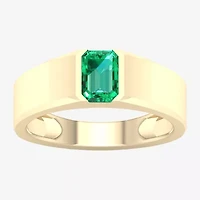 Mens Lab Created Green Emerald 10K Gold Fashion Ring