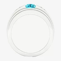 Mens Diamond Accent Genuine Blue Topaz Sterling Silver Fashion Ring