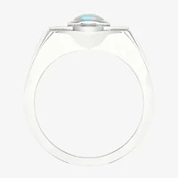 Mens Lab Created White Opal Sterling Silver Fashion Ring