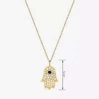 Womens 1/2 CT. T.W. Multi Color Cubic Zirconia 18K Gold Over Silver Hamsa 18 Inch Pendant Necklace
