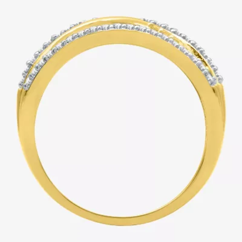 Womens 1/2 CT. T.W. Natural White Diamond 14K Gold Over Silver Crossover Band