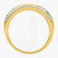 Womens 1/2 CT. T.W. Natural White Diamond 14K Gold Over Silver Crossover Band
