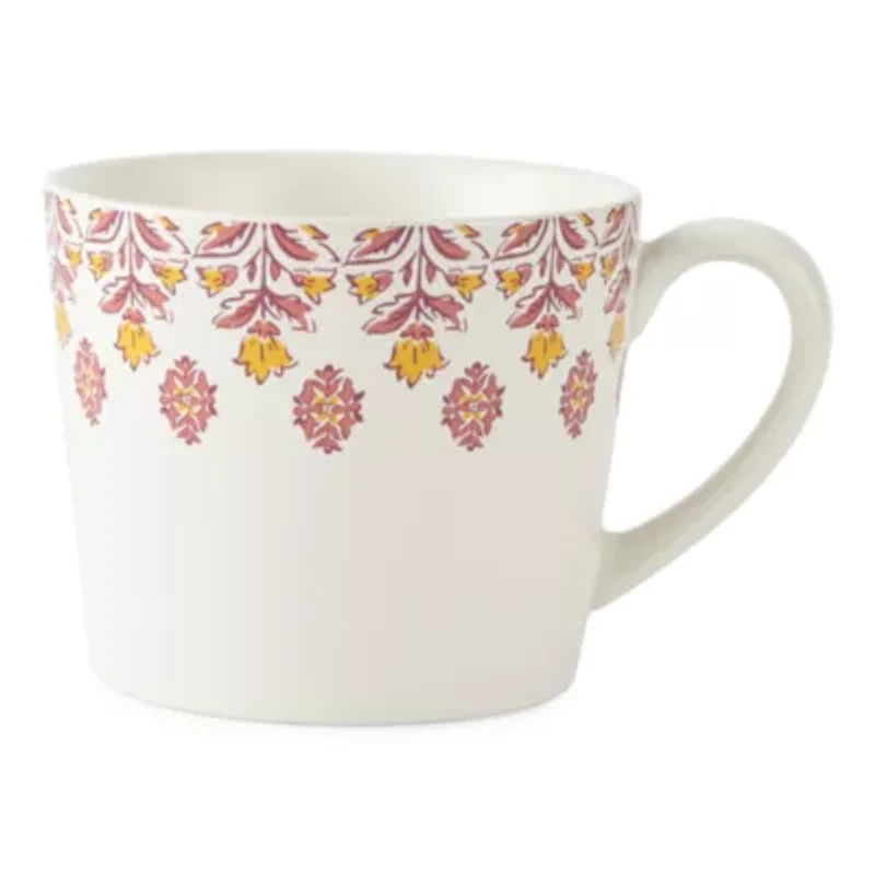 Distant Lands White/Pink Stoneware Coffee Mug