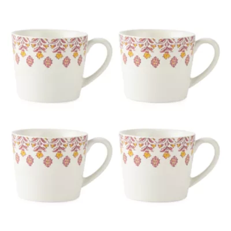 Distant Lands White/Pink Stoneware Coffee Mug