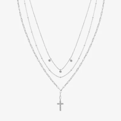 Gratitude & Grace Faith Trio Womens Crystal Cross 3-pc. Necklace Set
