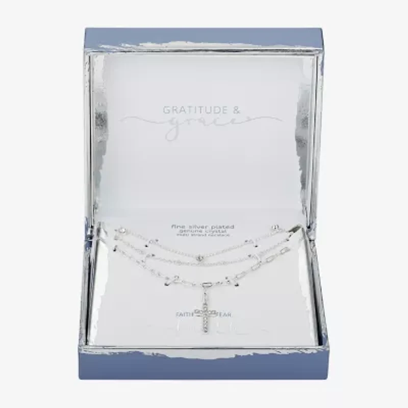Gratitude & Grace Faith Trio Womens Crystal Cross 3-pc. Necklace Set
