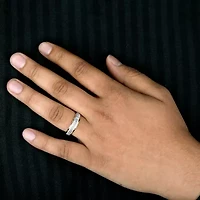 Unisex Adult 1/ CT. T.W. Natural White Diamond 10K Two Tone Gold Side Stone Halo Bridal Set