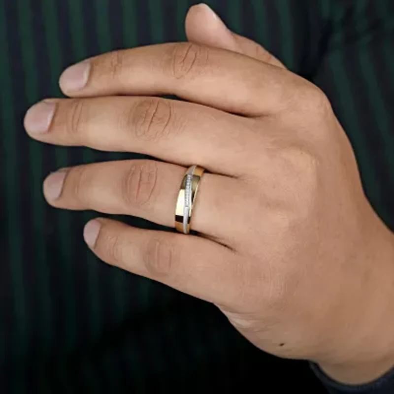 Unisex Adult 1/2 CT. T.W. Natural White Diamond 10K Two Tone Gold Side Stone Halo Bridal Set