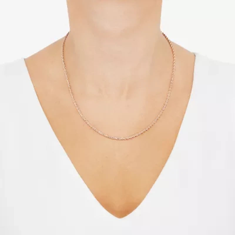 Unisex Adult 10K Rose Gold 18 Inch Rope Chain Necklace